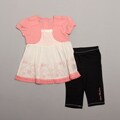 Calvin Klein Toddler Girl's Coral 2-piece Ruffle Top and Denim Pants Set
