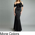 Issue New York Black Off-the-shoulder Bow Accent Taffeta Gown