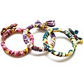 Set of 3 Dutch Wax Cloth Textile Bangle Bracelets (Rwanda)