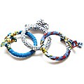 Set of 3 Dutch Wax Cloth Textile Bangle Bracelets (Rwanda)