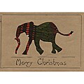 Set of 4 'Merry Christmas' Elephant Kitenge Fabric Cards (Kenya)