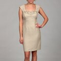 Connected Apparel Women's Camel Bead-embellished Dress