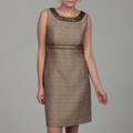 Connected Apparel Women's Bronze Bead-embellished Dress