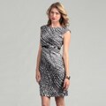 Connected Apparel Women's Printed Belt Dress