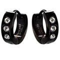 Black Stainless Steel Men's Cubic Zirconia Hoop Earrings