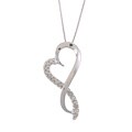 Sterling Silver 1/4ct TDW Diamond Ribbon Heart Necklace (J-K, I3)