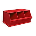 Three Bin Stackable Storage Cubby in Red