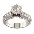 14k White Gold 3 1/8ct TDW Certified Clarity-enhanced Round Diamond Engagement Ring (H-I,SI2 )