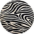 Klass Ivory/ Black Shag Rug (5'3 Round)