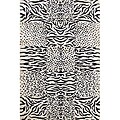 Klass Ivory/ Black Shag Rug (7'10 x 9'10)