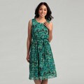 Connected Apparel Women's Teal Printed Dress
