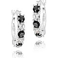 Icz Stones Silvertone Black and White Crystal Earrings