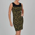 Adrienne Vittadini Women's Sleeveless Leopard Jacquard Dress