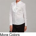 Artrageous Women's Black Ruffle Button-front Blouse