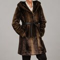 Ellen Tracy Women's Faux-mink Belted Hooded Coat FINAL SALE