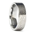 Men's Tungsten Carbide Laser-etched Polished Flat Edged Band (8 mm)