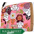 Handmade Medium Tan Flower Sugar Skulls Messenger Bag