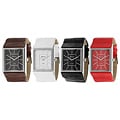 Geneva Platinum Women's Rectangular Face Faux Leather Strap Watch