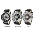 Geneva Platinum Men's Roman Numeral Faux Leather Strap Watch