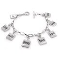 Silvertone Polished Message Charm Bracelet