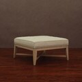 Valencia Antique Ivory Leather Nail Head Ottoman