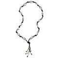 Black Leather White Freshwater Potato Pearl Necklace (8-9 mm)