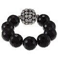 Black Agate Bead and Cubic Zirconia Stretch Bracelet