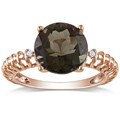 Pink Silver Smokey Quartz and Diamond Accent Cocktail Ring (G-H, I3)