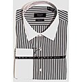 Mantoni Men's Black Stripe Wrinkle-free French Cuff Shirt