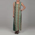 AnnaLee and Hope Women's Turquoise Tribal Print Maxi Dress