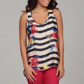 Annalee and Hope Women's Stripe Floral Satin Tank