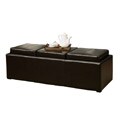 Manhattan Bicast Leather Ottoman with 3 Trays