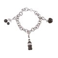 Silver 1/5ct TDW Black and White Diamond Soda Charm Bracelet (J, I2-I3)