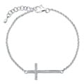Sterling Silver 1/8ct TDW Diamond Cross Bracelet