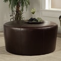 Abbyson Living Montgomery Dark Brown Bicast Leather Round Ottoman