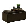 Abbyson Living Manhattan Bicast Leather Ottoman with 2 Trays