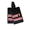 Black 'Don't Touch!' Rubber Luggage ID Tag (set of 2)
