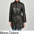 Knoles & Carter Women's Plus Size Belted Leather Jacket
