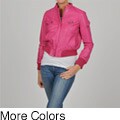 Knoles & Carter Women's Plus Size Leather Short Ax Bomber Jacket