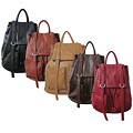 Amerileather Chief Flapover Drawsting Leather Backpack