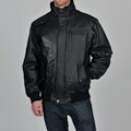 Knoles & Carter Men's Big & Tall Rib Collar Baseball Leather Bomber Jacket