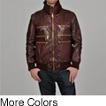 Knoles & Carter Men's Triple Collar Leather Bomber Jacket