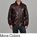 Knoles & Carter Men's Knit Collar All Star Leather Bomber Jacket