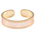 La Preciosa Two-tone Goldtone Cubic Zirconia Open Cuff Bracelet