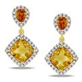 Yellow-plated Silver Citrine and 1/5ct TDW Diamond Earrings (G-H, I2-I3)
