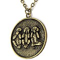 Vintage Goldtone Three Wise Monkeys Relief Pendant Necklace