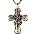 Large Goldtone and Black Crystal Cross Pendant Necklace