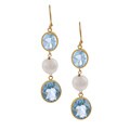 Zoe B 14k Gold over Silver Blue Topaz and FW Pearl Earrings (8.5-9 mm)