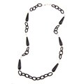 Zoe B Sterling Silver Onyx, Moonstone and Silk Link Necklace