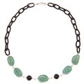 Zoe B Sterling Silver Onyx, Aventurine and Silk Link Necklace